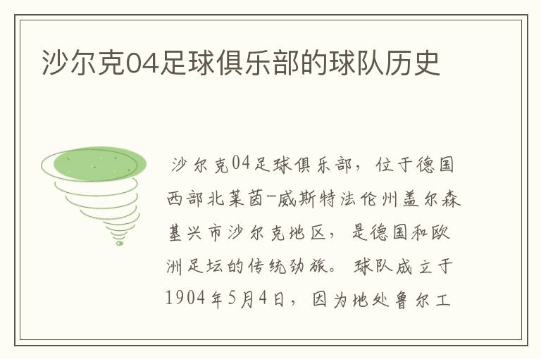 沙尔克04足球俱乐部的球队历史