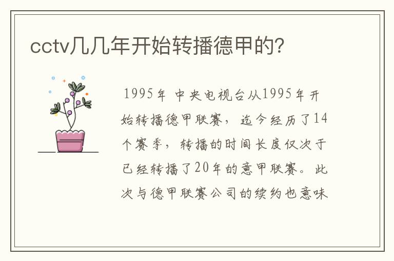 cctv几几年开始转播德甲的?