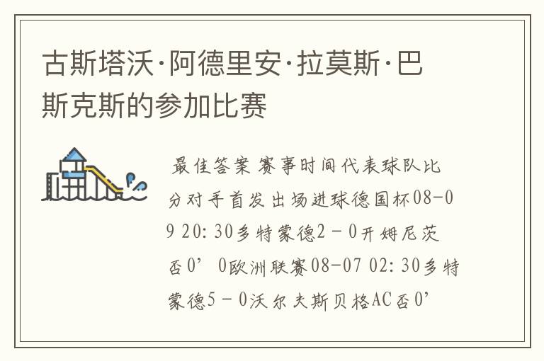 古斯塔沃·阿德里安·拉莫斯·巴斯克斯的参加比赛