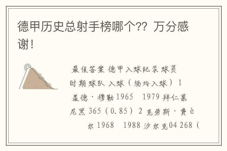 德甲历史总射手榜哪个??万分感谢!