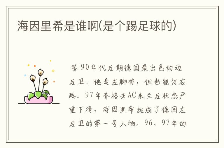 海因里希是谁啊(是个踢足球的)