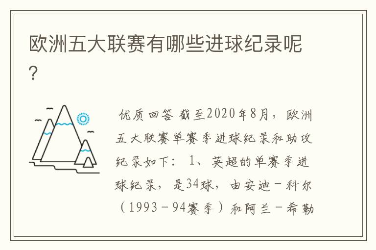 欧洲五大联赛有哪些进球纪录呢?