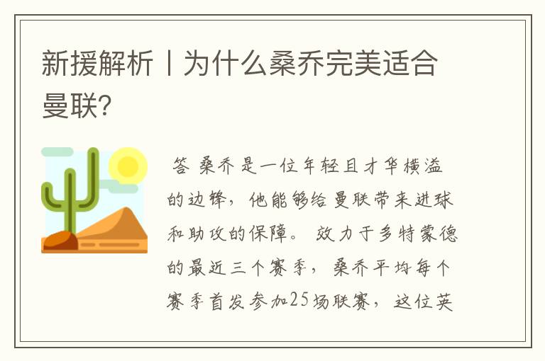 新援解析丨为什么桑乔完美适合曼联?