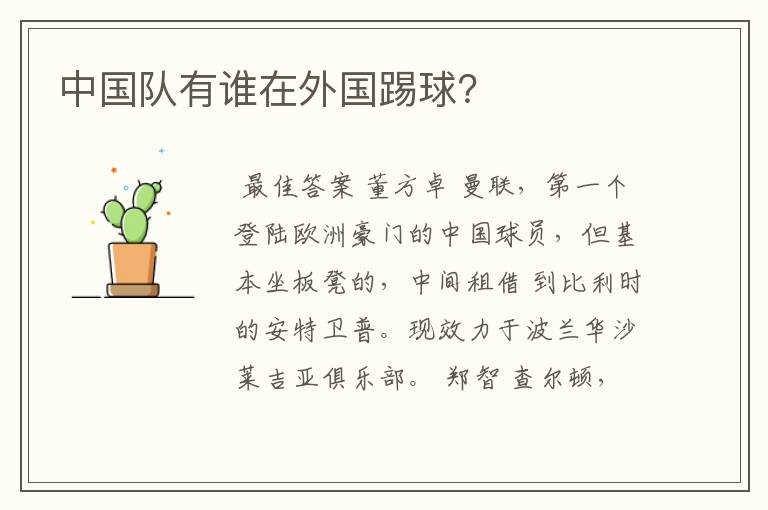 中国队有谁在外国踢球?
