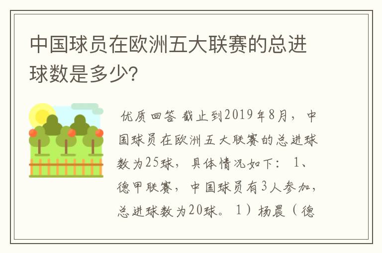 中国球员在欧洲五大联赛的总进球数是多少?