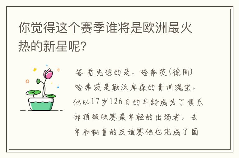 你觉得这个赛季谁将是欧洲最火热的新星呢?