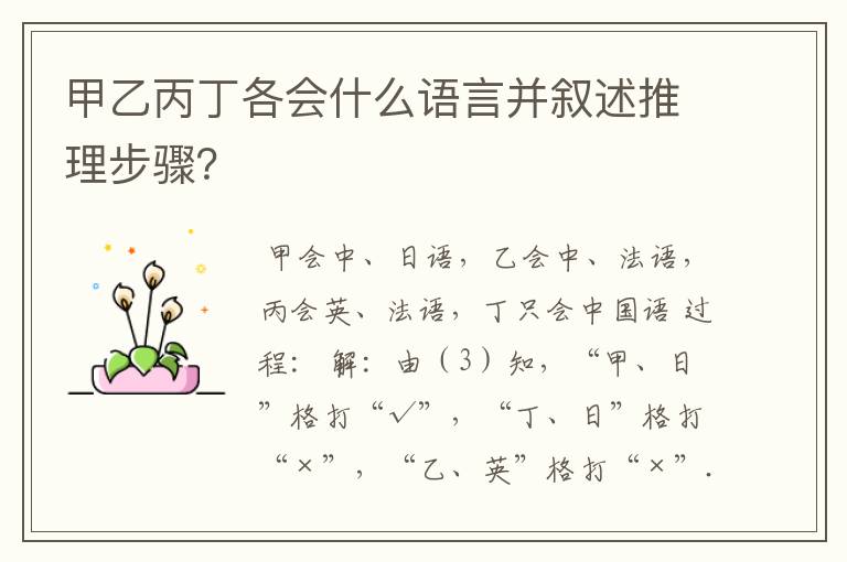 甲乙丙丁各会什么语言并叙述推理步骤?