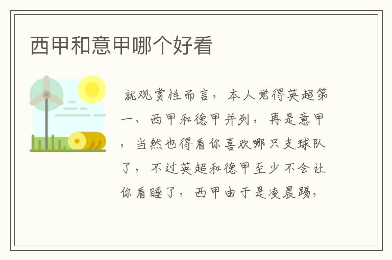 西甲和意甲哪个好看