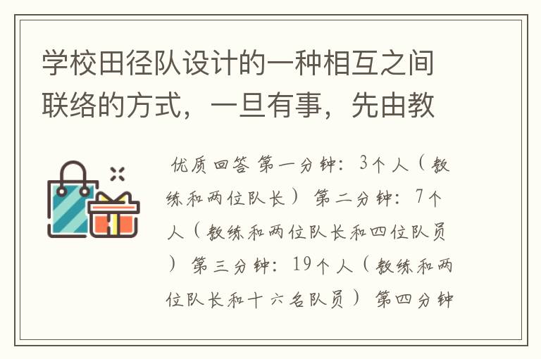学校田径队设计的一种相互之间联络的方式,一旦有事,先由教练同时通知两位队长,这两位队长在分别同时通