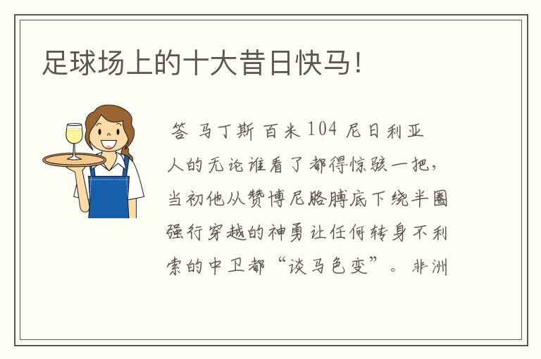 足球场上的十大昔日快马!