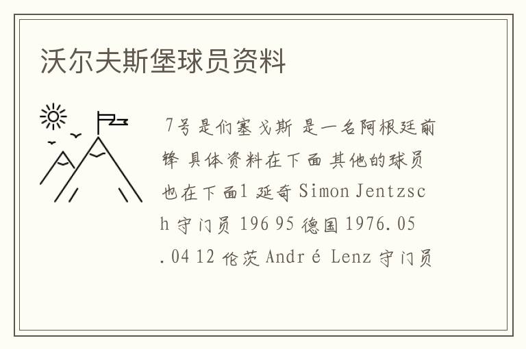 沃尔夫斯堡球员资料