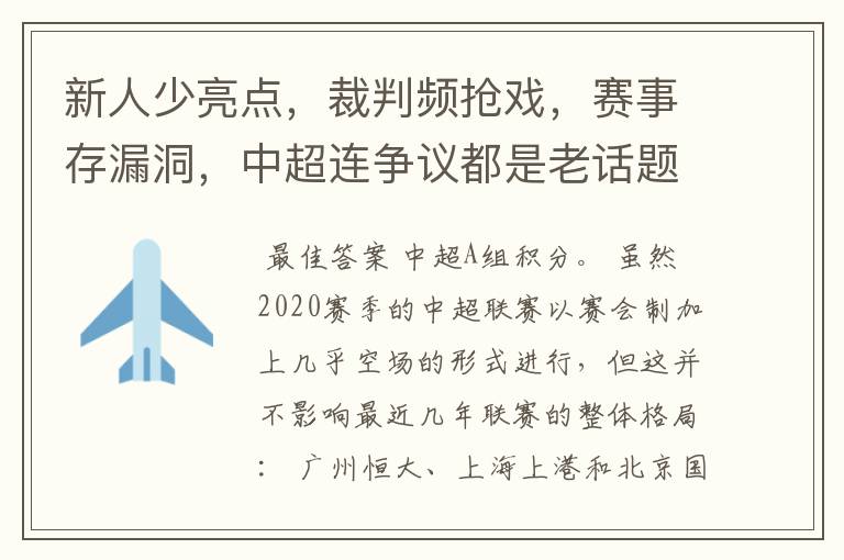 新人少亮点,裁判频抢戏,赛事存漏洞,中超连争议都是老话题