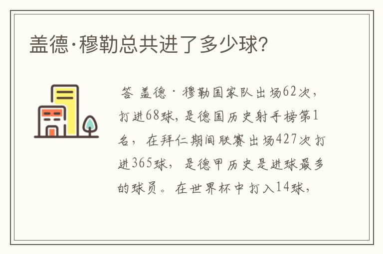 盖德·穆勒总共进了多少球?