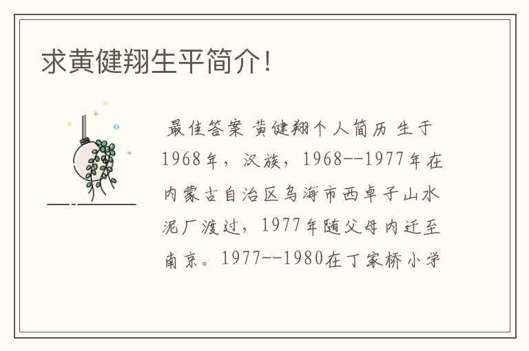 求黄健翔生平简介!
