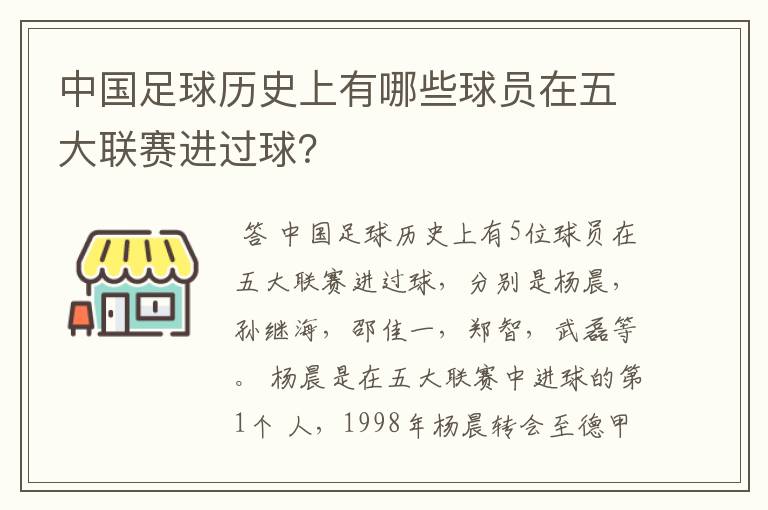 中国足球历史上有哪些球员在五大联赛进过球?