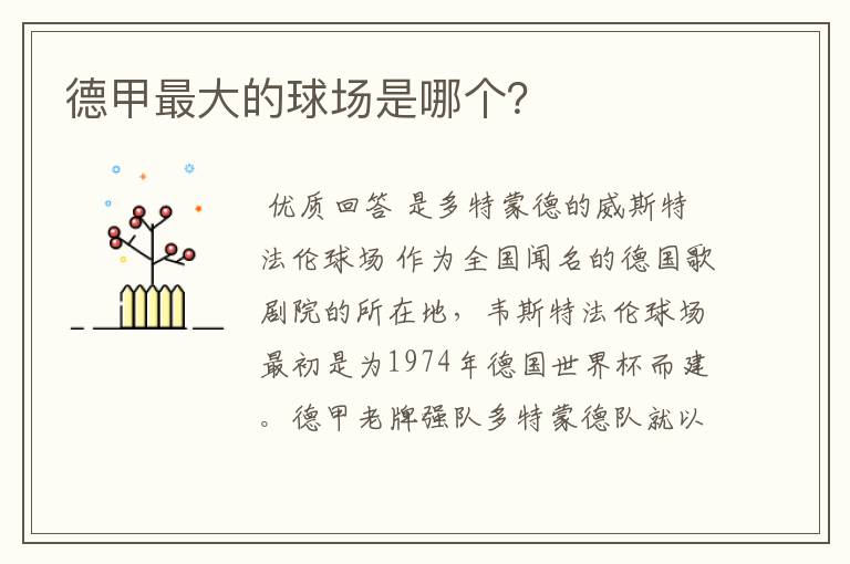 德甲最大的球场是哪个?