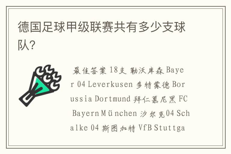 德国足球甲级联赛共有多少支球队?
