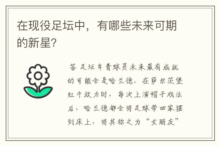 在现役足坛中,有哪些未来可期的新星?