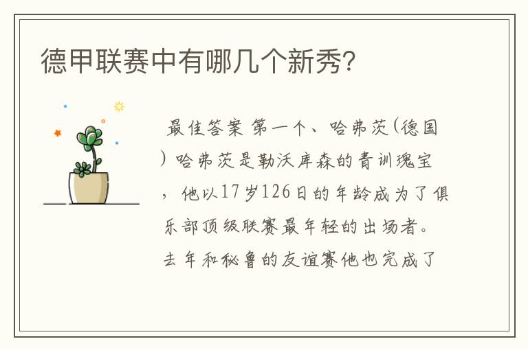 德甲联赛中有哪几个新秀?