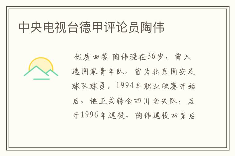中央电视台德甲评论员陶伟