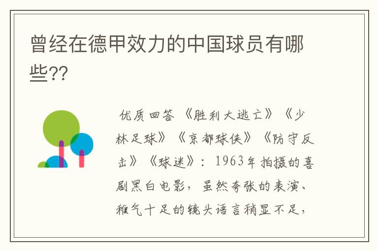 曾经在德甲效力的中国球员有哪些??