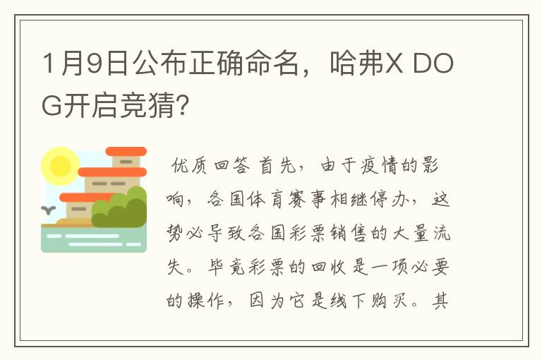 1月9日公布正确命名,哈弗X DOG开启竞猜?