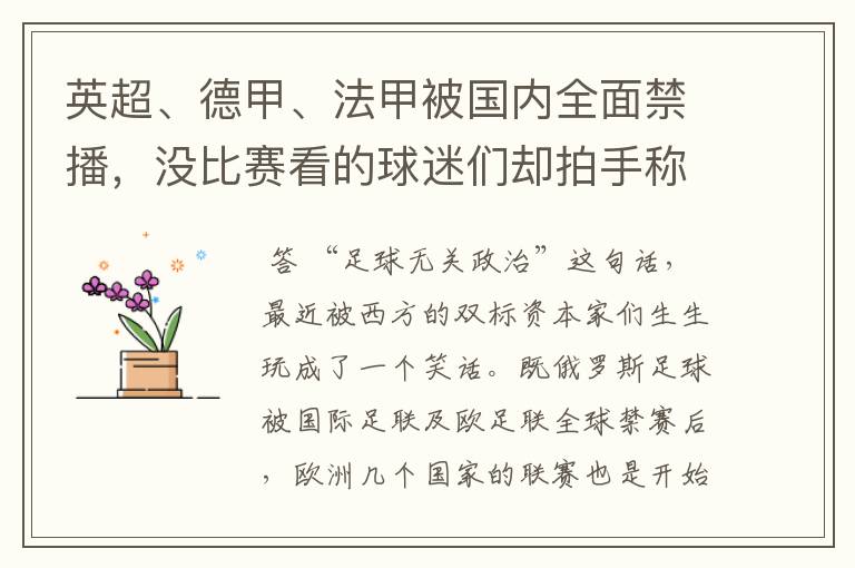 英超、德甲、法甲被国内全面禁播,没比赛看的球迷们却拍手称快