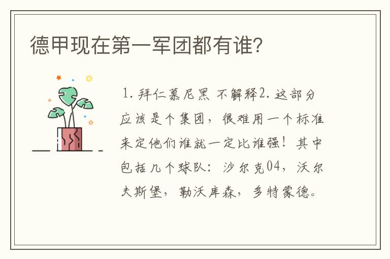 德甲现在第一军团都有谁?