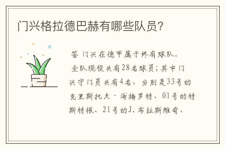 门兴格拉德巴赫有哪些队员?