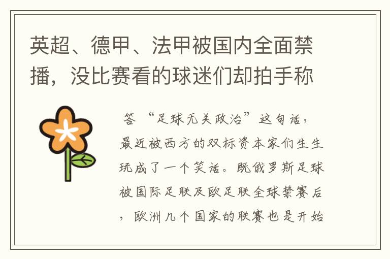 英超、德甲、法甲被国内全面禁播,没比赛看的球迷们却拍手称快