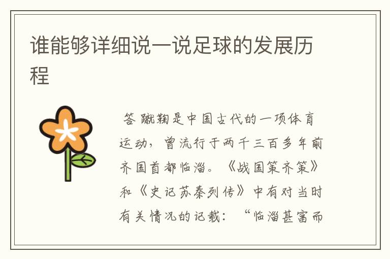 谁能够详细说一说足球的发展历程