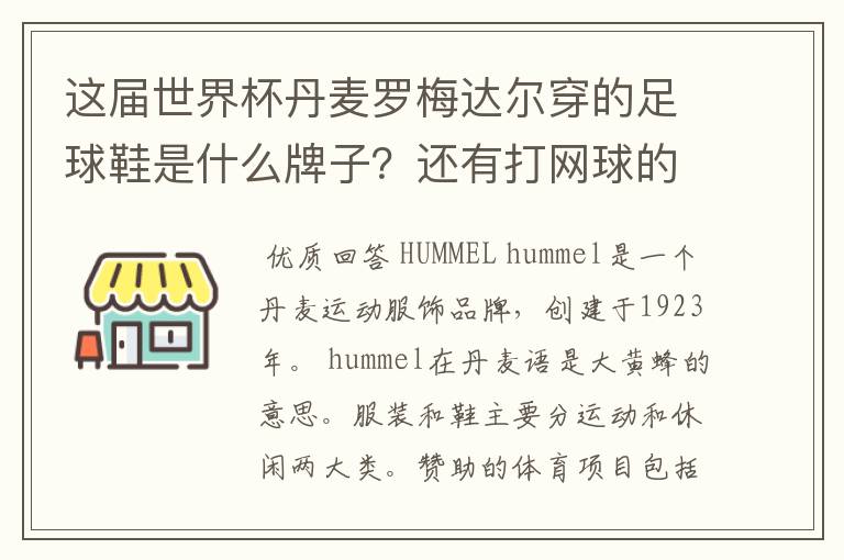 这届世界杯丹麦罗梅达尔穿的足球鞋是什么牌子?还有打网球的罗布雷多用的是什么牌子?