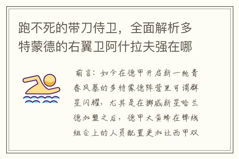 跑不死的带刀侍卫,全面解析多特蒙德的右翼卫阿什拉夫强在哪里
