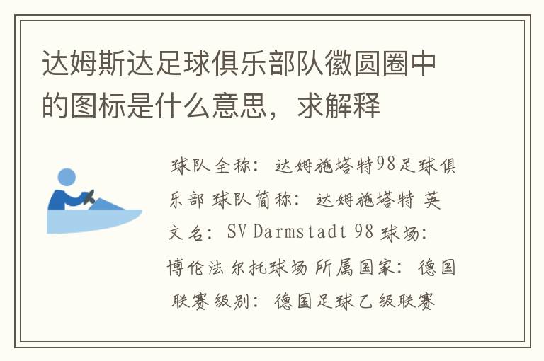 达姆斯达足球俱乐部队徽圆圈中的图标是什么意思,求解释