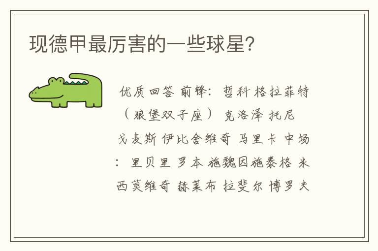 现德甲最厉害的一些球星?