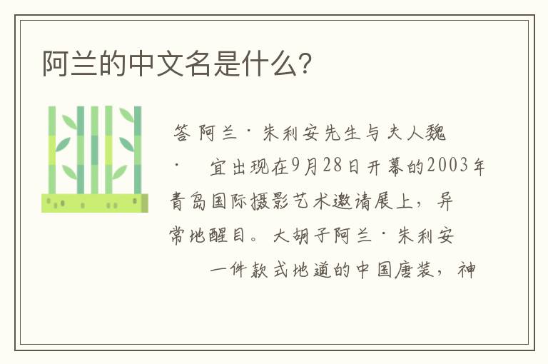 阿兰的中文名是什么?