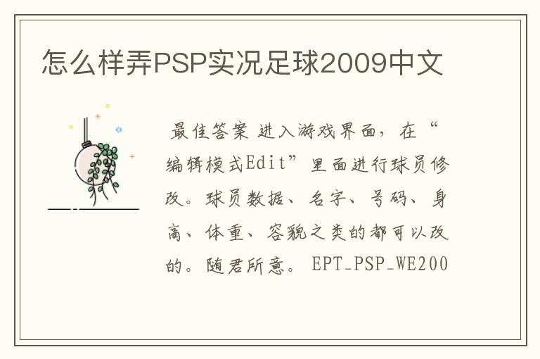 怎么样弄PSP实况足球2009中文