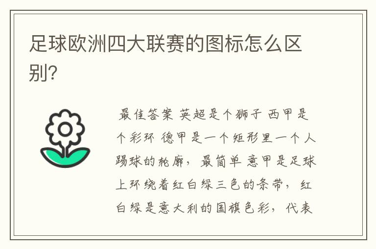足球欧洲四大联赛的图标怎么区别?