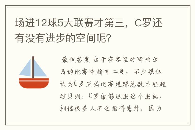 场进12球5大联赛才第三,C罗还有没有进步的空间呢?