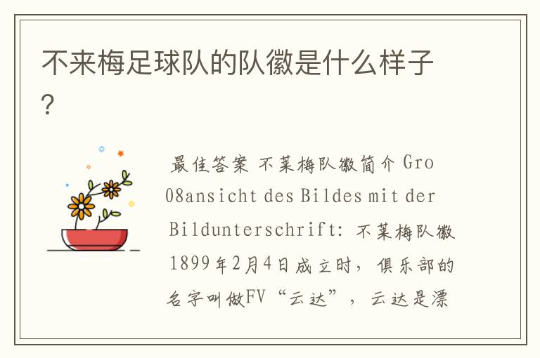 不来梅足球队的队徽是什么样子?