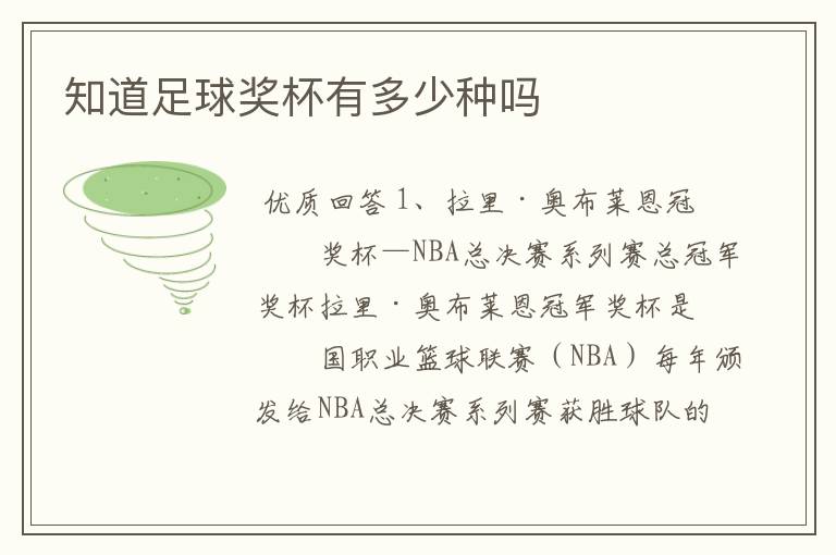 知道足球奖杯有多少种吗
