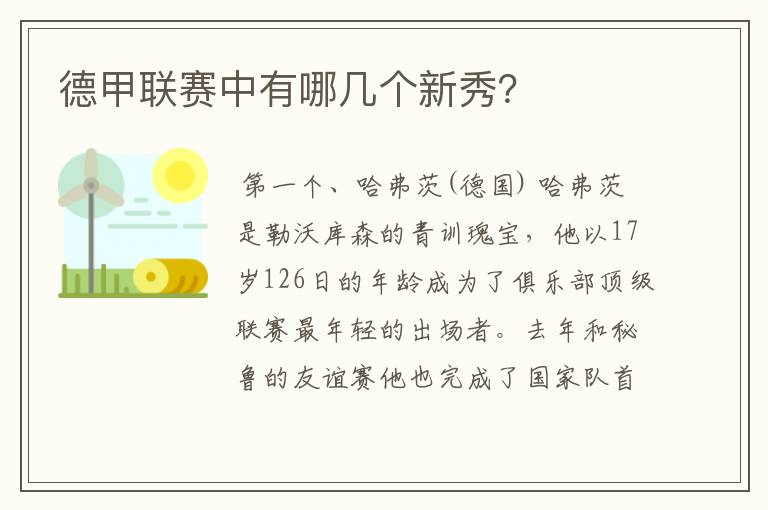 德甲联赛中有哪几个新秀?