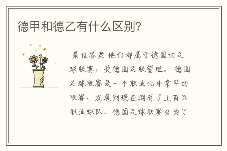 德甲和德乙有什么区别?