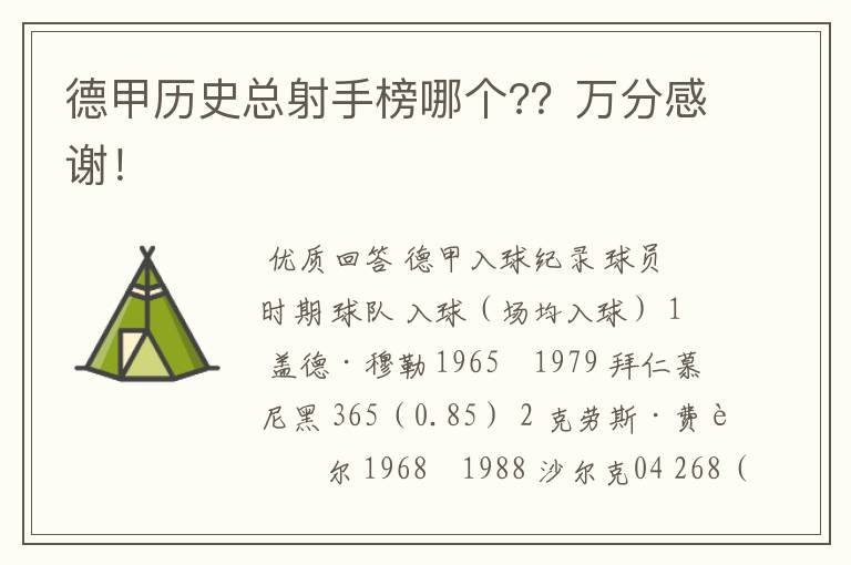 德甲历史总射手榜哪个??万分感谢!