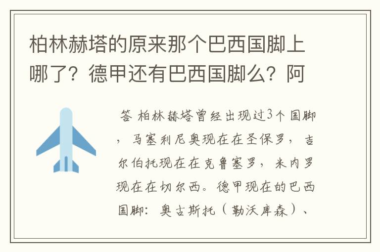 柏林赫塔的原来那个巴西国脚上哪了?德甲还有巴西国脚么?阿根廷国脚呢?