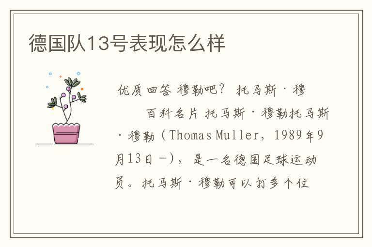 德国队13号表现怎么样