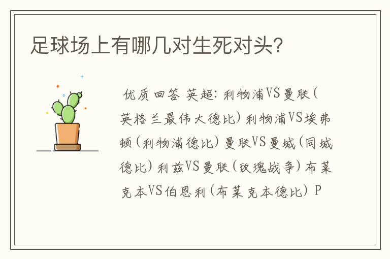 足球场上有哪几对生死对头?