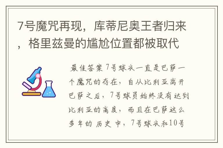 7号魔咒再现,库蒂尼奥王者归来,格里兹曼的尴尬位置都被取代