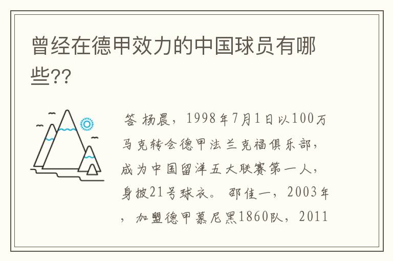 曾经在德甲效力的中国球员有哪些??