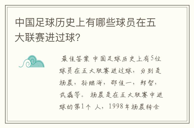 中国足球历史上有哪些球员在五大联赛进过球?
